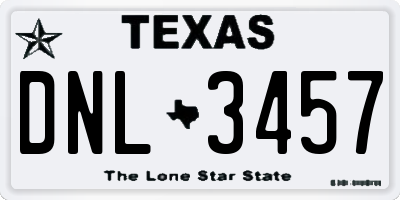 TX license plate DNL3457