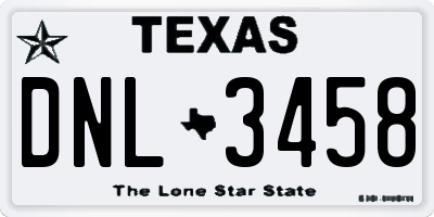 TX license plate DNL3458