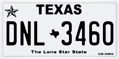 TX license plate DNL3460