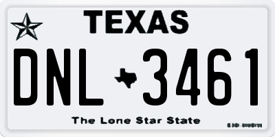 TX license plate DNL3461