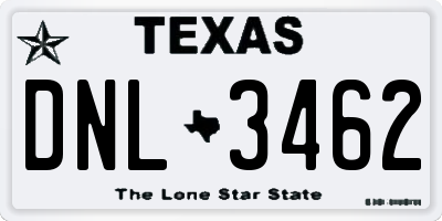 TX license plate DNL3462