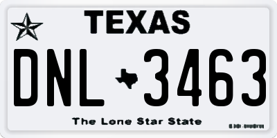 TX license plate DNL3463