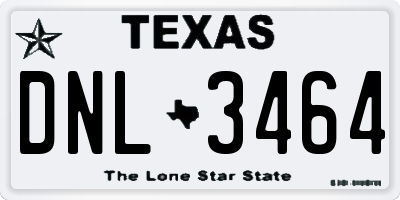 TX license plate DNL3464
