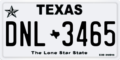 TX license plate DNL3465