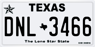 TX license plate DNL3466
