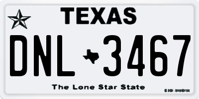 TX license plate DNL3467