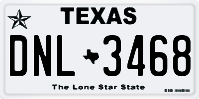 TX license plate DNL3468