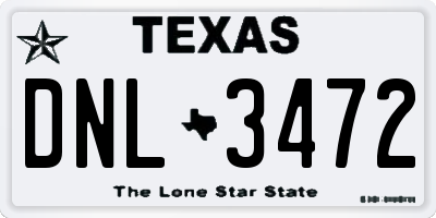 TX license plate DNL3472