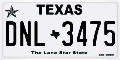 TX license plate DNL3475