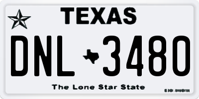 TX license plate DNL3480