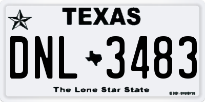 TX license plate DNL3483