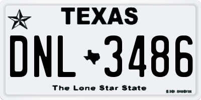 TX license plate DNL3486