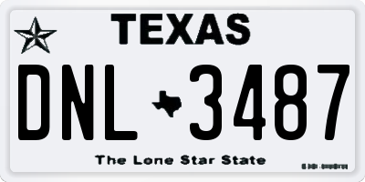TX license plate DNL3487
