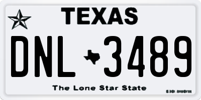 TX license plate DNL3489