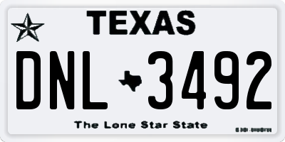 TX license plate DNL3492