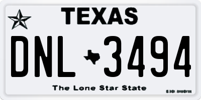 TX license plate DNL3494