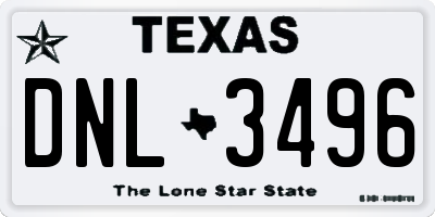 TX license plate DNL3496