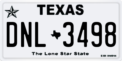 TX license plate DNL3498