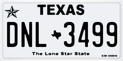 TX license plate DNL3499