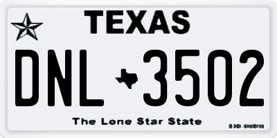 TX license plate DNL3502
