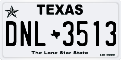 TX license plate DNL3513