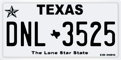 TX license plate DNL3525