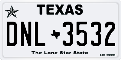 TX license plate DNL3532