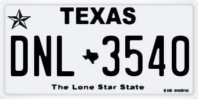 TX license plate DNL3540