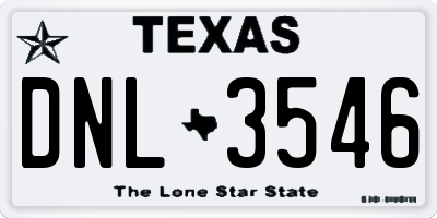 TX license plate DNL3546