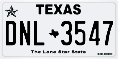 TX license plate DNL3547
