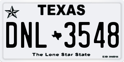 TX license plate DNL3548