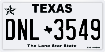 TX license plate DNL3549
