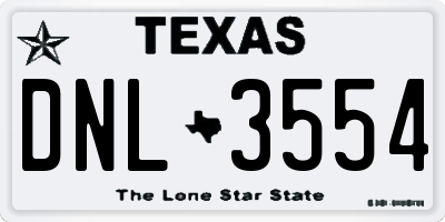TX license plate DNL3554