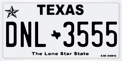 TX license plate DNL3555