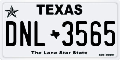 TX license plate DNL3565