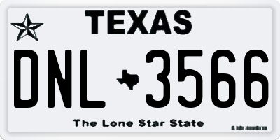 TX license plate DNL3566