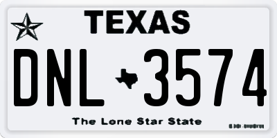 TX license plate DNL3574