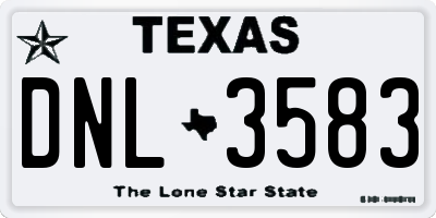 TX license plate DNL3583