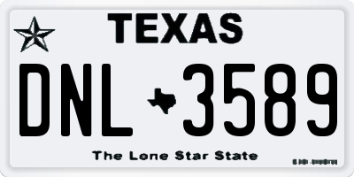 TX license plate DNL3589