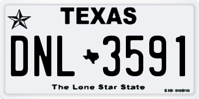 TX license plate DNL3591