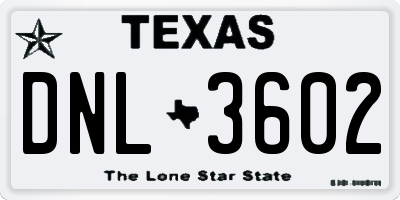 TX license plate DNL3602