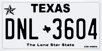TX license plate DNL3604