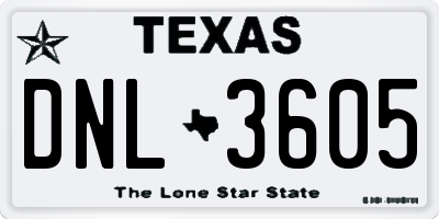 TX license plate DNL3605
