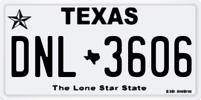 TX license plate DNL3606