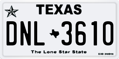 TX license plate DNL3610