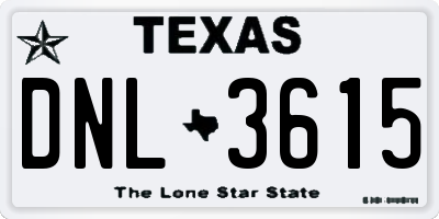 TX license plate DNL3615