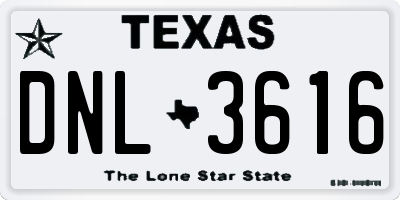 TX license plate DNL3616
