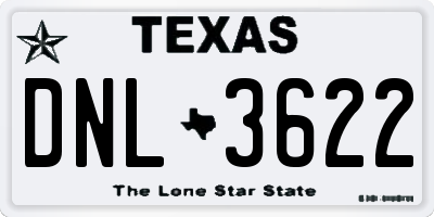 TX license plate DNL3622