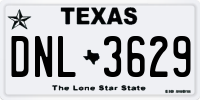 TX license plate DNL3629