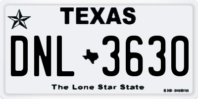 TX license plate DNL3630
